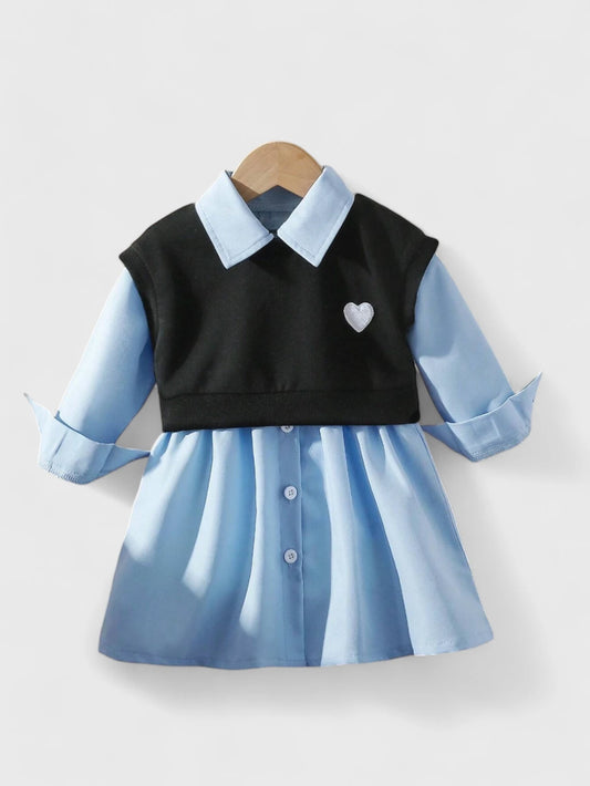 2 Pc Girl Heart Vest Shirt Dress