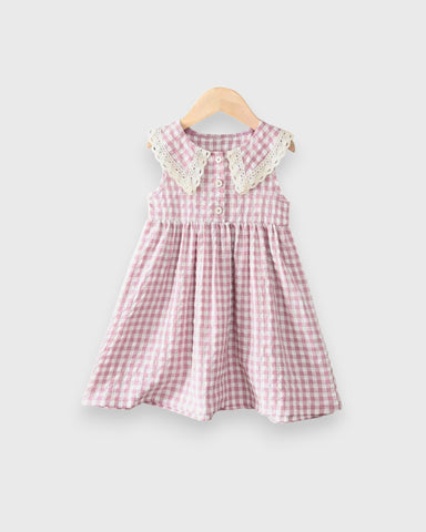 Girls Gingham Collar Dress