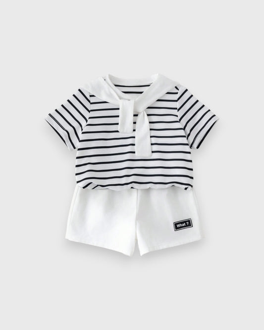 3 Pc Baby Boy Stripe Tee & Shorts Set