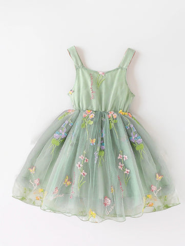 Baby Toddler Girl Butterfly Embroidery Mesh Dress