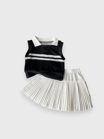 2 Pc Baby Girl Tennis Pleat Skirt Set