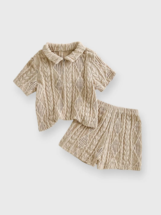 2 Pc Baby Boy Textured Knit Vacay Set