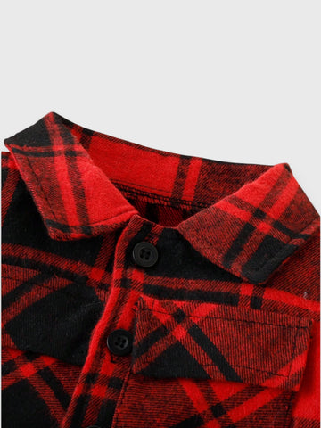 2 Pc Baby Boy Plaid Shirt with Pant Set