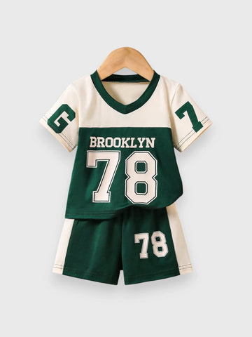 2 Piece Baby Boy V-Neck Sports Sets