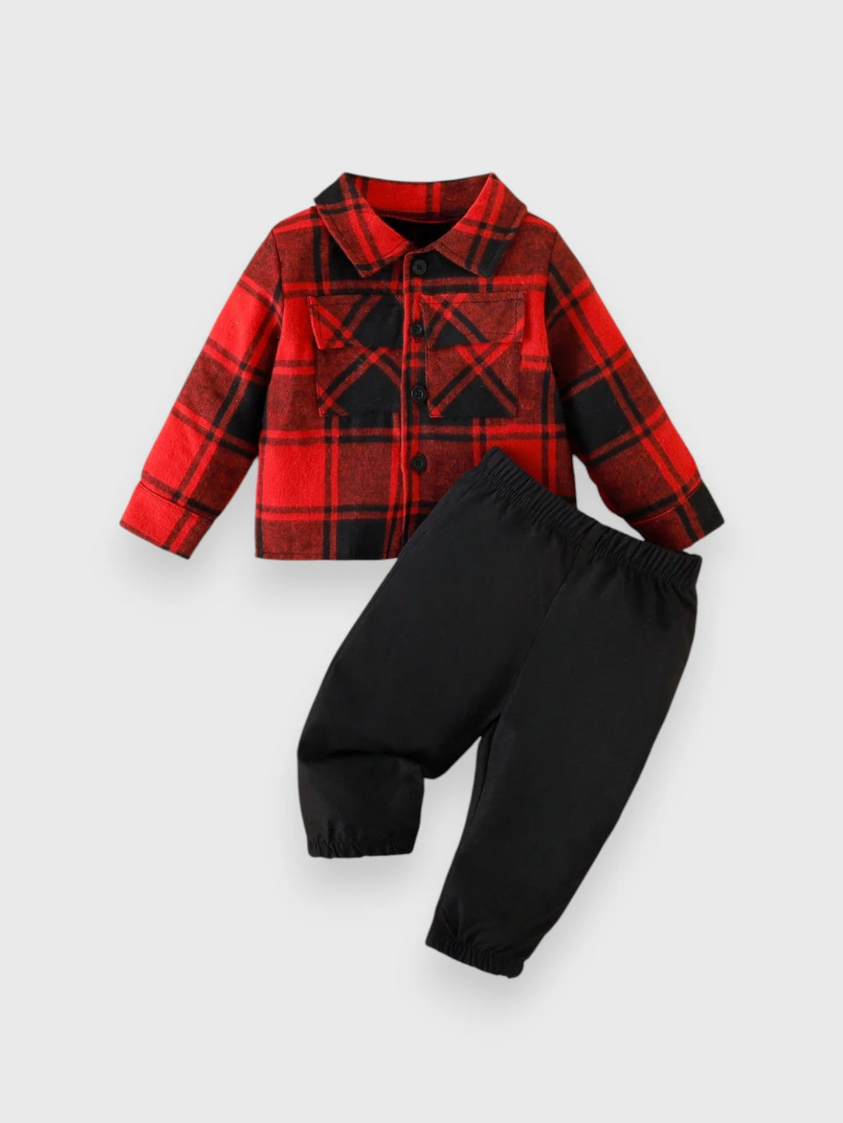 2 Pc Baby Boy Plaid Shirt with Pant Set