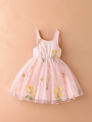 Baby Toddler Girl Butterfly Embroidery Mesh Dress