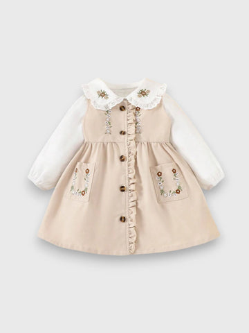 Baby Girl Emb Autumn Flowers Dress