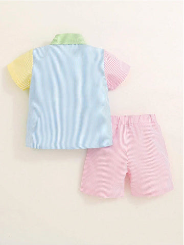 Toddler Little Boys Rainbow Stripe Set