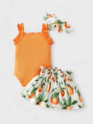 3 Pcs Baby Girl Orange Lemon Set