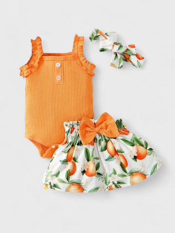 3 Pcs Baby Girl Orange Lemon Set