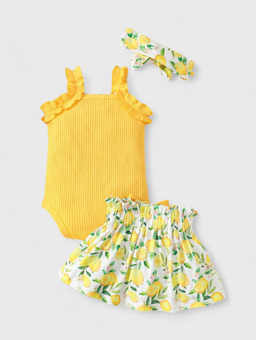 3 Pcs Baby Girl Orange Lemon Set