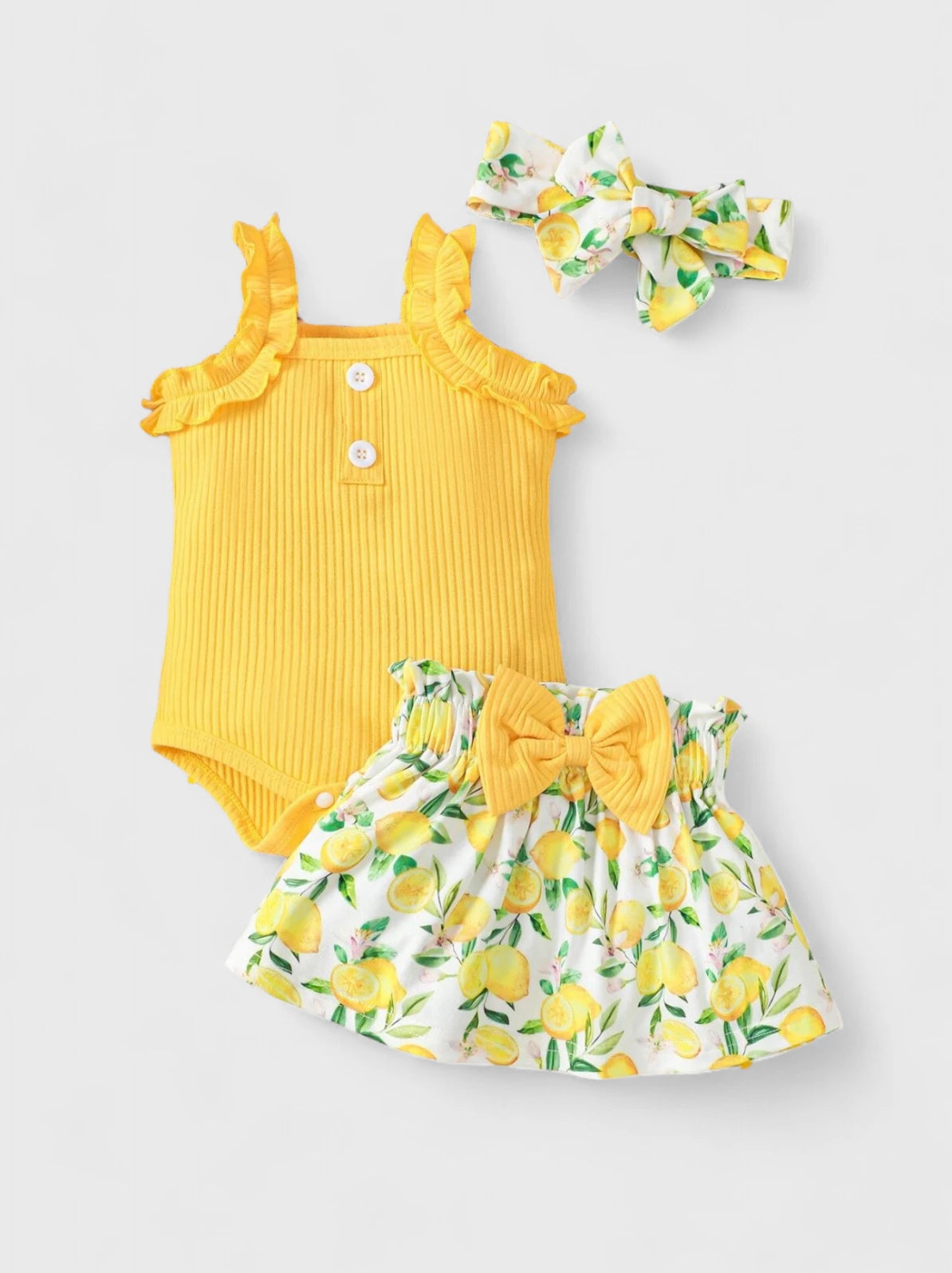 3 Pcs Baby Girl Orange Lemon Set