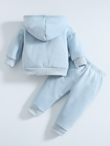 Baby Boy Girl Fleece Lined Hoody Pants Sweatsuit Set