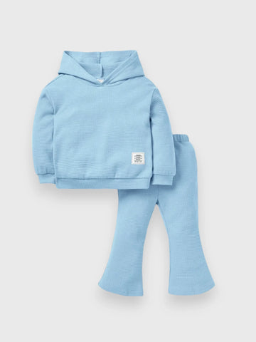 2 Pc Baby Girl Waffle Hoody Set