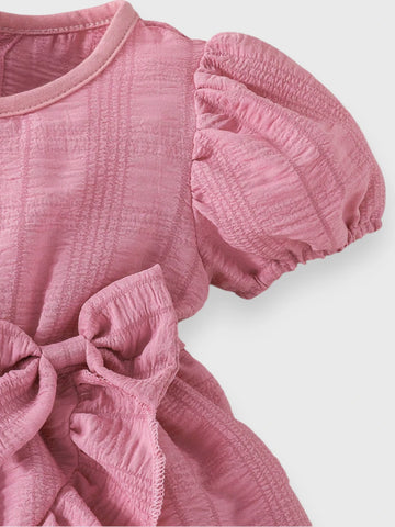 Baby Girl Puff Sleeve Seersucker Dress