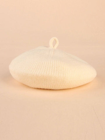 Baby Knitted French Beret Hat for Fall Winter, Red, Ivory and Beige | Gift for baby Girl |