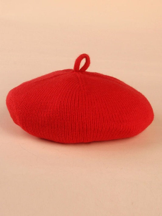 Baby Knitted French Beret Hat for Fall Winter, Red, Ivory and Beige | Gift for baby Girl |