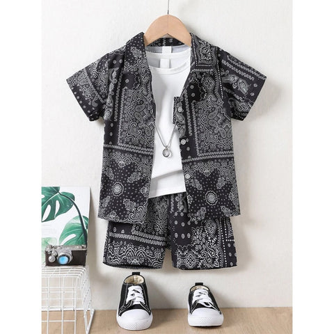 3 Piece Toddler Boys Bandana Paisley Set