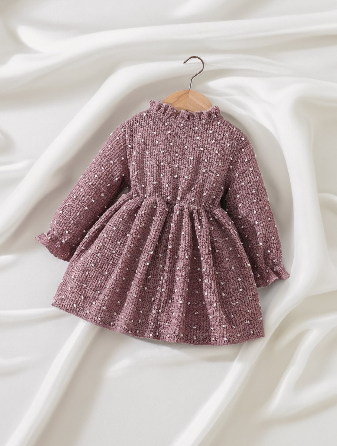 Baby Girl Long sleeve Dusty Pink Polka Dot Knit Dress 12-18 months Baby Girl Long sleeve Dusty Pink Polka Dot Knit Dress 12-18 months
