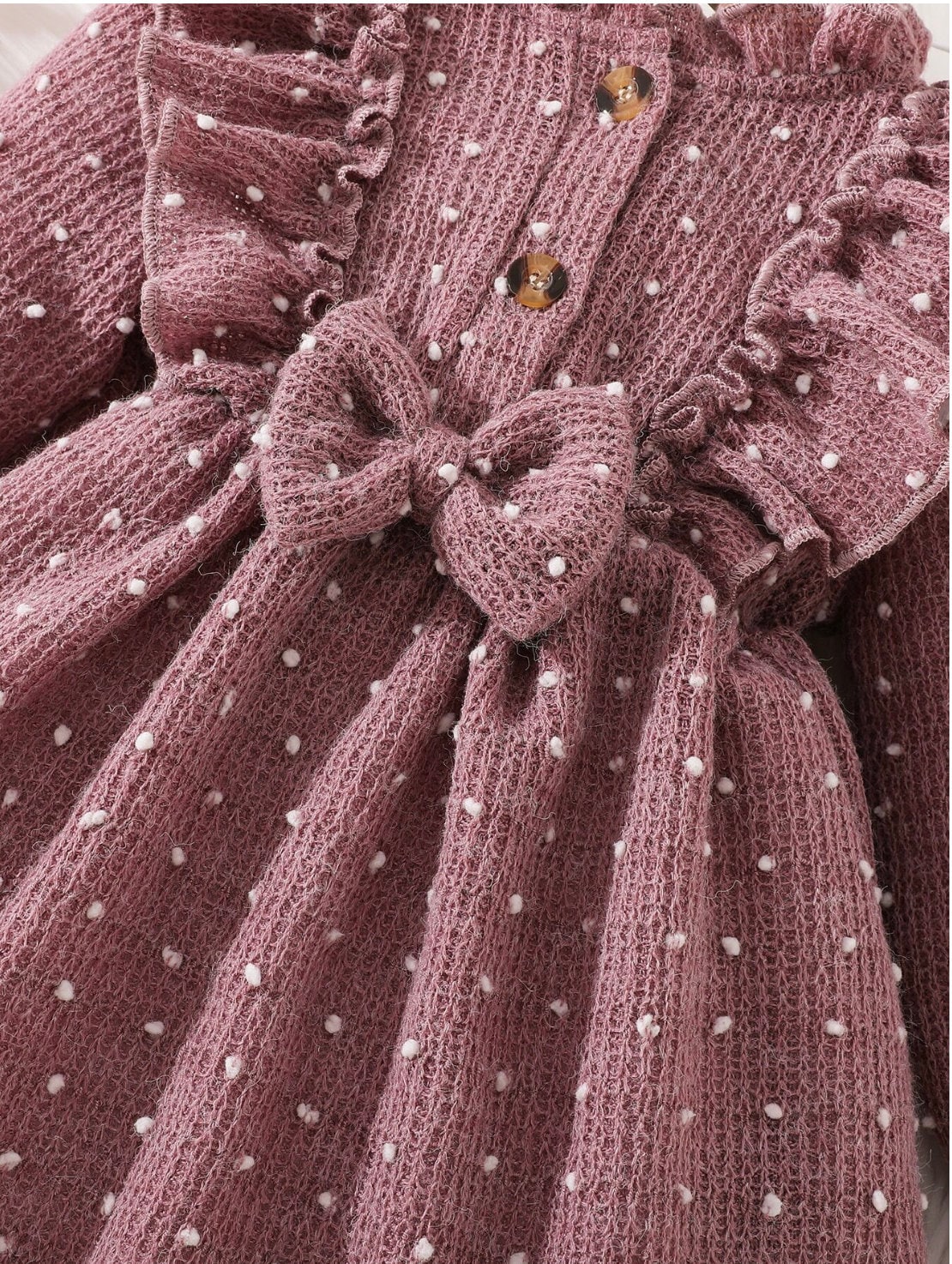 Baby Girl Long sleeve Dusty Pink Polka Dot Knit Dress 12-18 months Baby Girl Long sleeve Dusty Pink Polka Dot Knit Dress 12-18 months